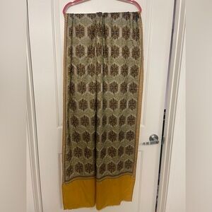Mustard Yellow Shawl with Light and Dark Blue Embroidery
